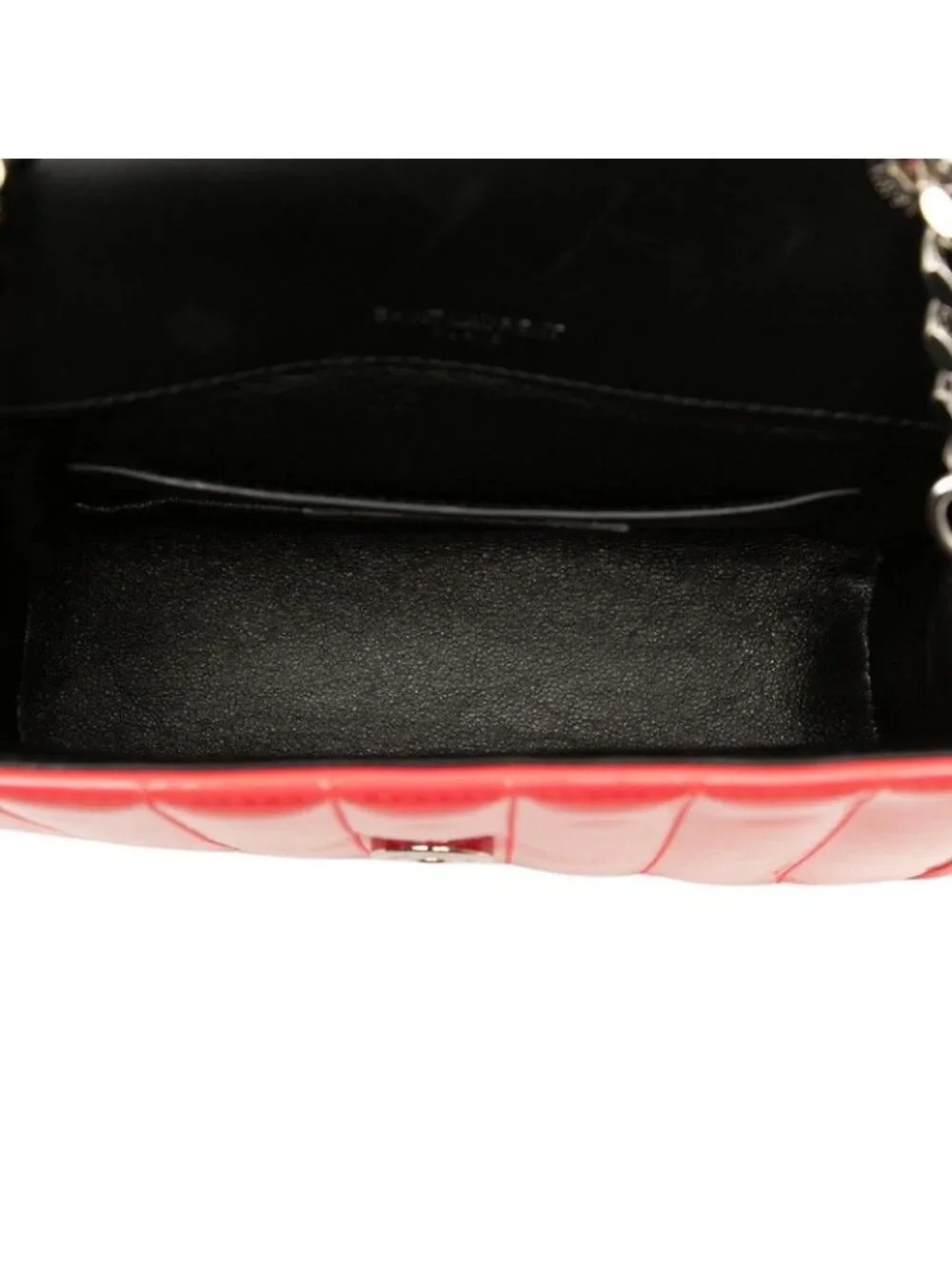 Saint Laurent YSL Logo Viki Small Crossbody Chain Shoulder Bag Pink Patent